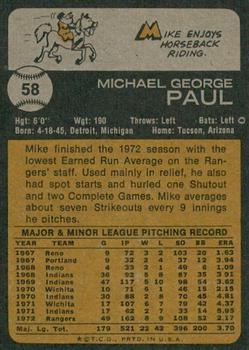 2022 Topps Heritage - 50th Anniversary Buybacks #58 Mike Paul Back