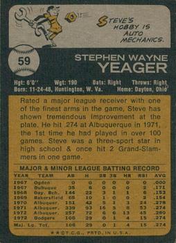 2022 Topps Heritage - 50th Anniversary Buybacks #59 Steve Yeager Back