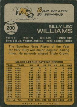 2022 Topps Heritage - 50th Anniversary Buybacks #200 Billy Williams Back