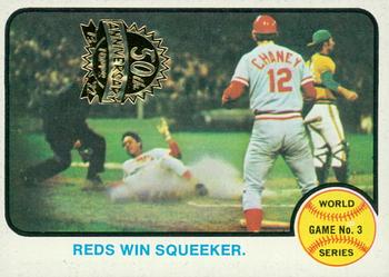 2022 Topps Heritage - 50th Anniversary Buybacks #205 World Series Game No. 3 - Reds Win Squeaker. Front