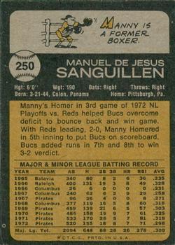 2022 Topps Heritage - 50th Anniversary Buybacks #250 Manny Sanguillen Back