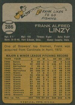 2022 Topps Heritage - 50th Anniversary Buybacks #286 Frank Linzy Back