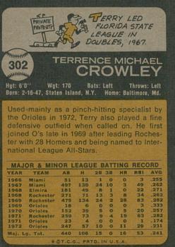 2022 Topps Heritage - 50th Anniversary Buybacks #302 Terry Crowley Back