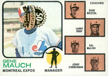 2022 Topps Heritage - 50th Anniversary Buybacks #377 Expos Field Leaders (Gene Mauch / Dave Bristol / Larry Doby / Cal McLish / Jerry Zimmerman) Front