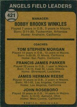 2022 Topps Heritage - 50th Anniversary Buybacks #421 Angels Field Leaders (Bobby Winkles / Tom Morgan / Salty Parker / Jimmie Reese / John Roseboro) Back