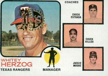 2022 Topps Heritage - 50th Anniversary Buybacks #549 Rangers Field Leaders (Whitey Herzog / Chuck Estrada / Chuck Hiller / Jackie Moore) Front