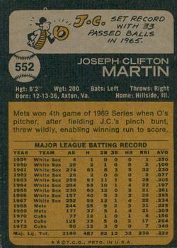 2022 Topps Heritage - 50th Anniversary Buybacks #552 J.C. Martin Back