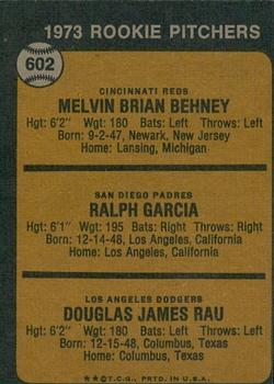 2022 Topps Heritage - 50th Anniversary Buybacks #602 1973 Rookie Pitchers (Mel Behney / Ralph Garcia / Doug Rau) Back