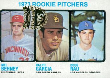 2022 Topps Heritage - 50th Anniversary Buybacks #602 1973 Rookie Pitchers (Mel Behney / Ralph Garcia / Doug Rau) Front