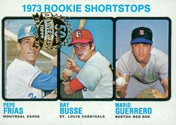 2022 Topps Heritage - 50th Anniversary Buybacks #607 1973 Rookie Shortstops (Pepe Frias / Ray Busse / Mario Guerrero) Front