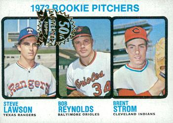 2022 Topps Heritage - 50th Anniversary Buybacks #612 1973 Rookie Pitchers (Steve Lawson / Bob Reynolds / Brent Strom) Front