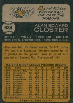 2022 Topps Heritage - 50th Anniversary Buybacks #634 Alan Closter Back
