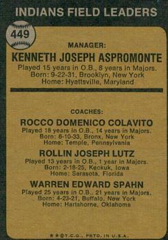 2022 Topps Heritage - 50th Anniversary Buybacks #449 Ken Aspromonte / Rocky Colavito / Joe Lutz / Warren Spahn Back