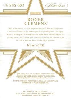 2021 Panini Flawless - Star Swatch Signatures Gold #SSS-RO Roger Clemens Back