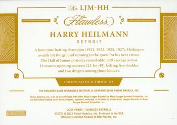 2021 Panini Flawless - Legends Jumbo Materials #LJM-HH Harry Heilmann Back