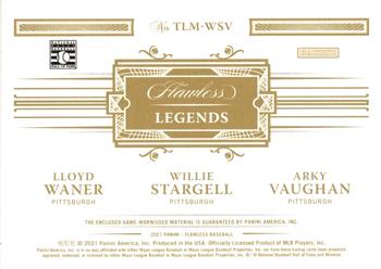 2021 Panini Flawless - Triple Legendary Materials #TLM-WSV Lloyd Waner / Willie Stargell / Arky Vaughan Back