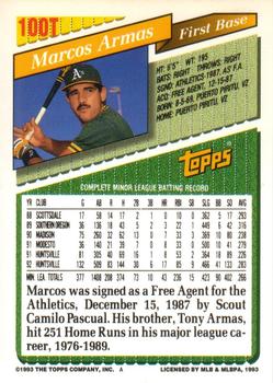 1993 Topps Traded #100T Marcos Armas Back