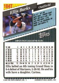 1993 Topps Traded #104T Ellis Burks Back