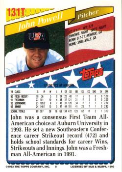 1993 Topps Traded #131T John Powell Back