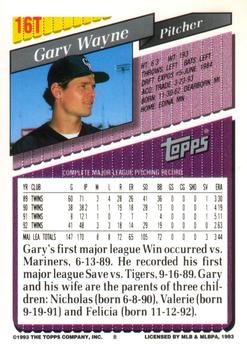 1993 Topps Traded #16T Gary Wayne Back