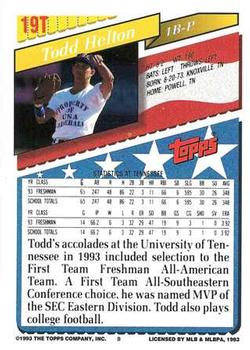 1993 Topps Traded #19T Todd Helton Back