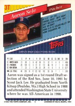 1993 Topps Traded #3T Aaron Sele Back