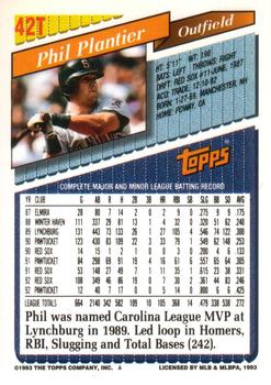 1993 Topps Traded #42T Phil Plantier Back
