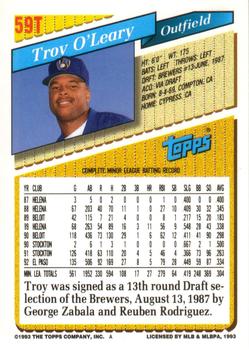 1993 Topps Traded #59T Troy O'Leary Back