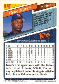 1993 Topps Traded #64T Gene Harris Back