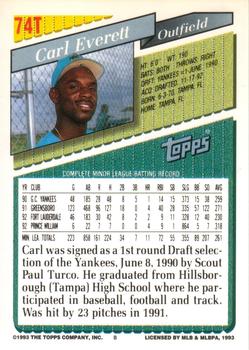 1993 Topps Traded #74T Carl Everett Back
