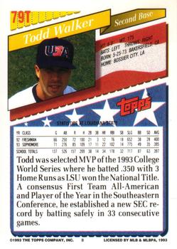 1993 Topps Traded #79T Todd Walker Back