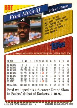 1993 Topps Traded #88T Fred McGriff Back