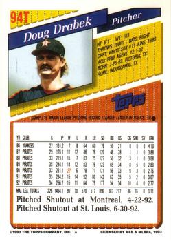 1993 Topps Traded #94T Doug Drabek Back