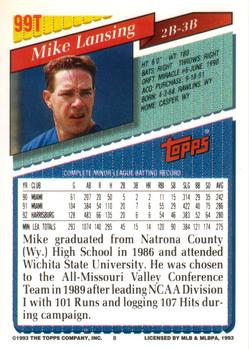 1993 Topps Traded #99T Mike Lansing Back