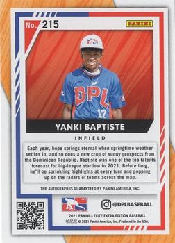 2021 Panini Elite Extra Edition - Signatures #215 Yanki Baptiste Back
