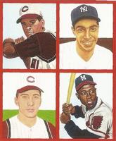 1995 JSW All-Stars '35 Goudey 4 on 1 Red Border (Unlicensed) #NNO Pete Rose / Joe DiMaggio / Johnny Bench / Hank Aaron Front