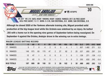 2021 Topps - Employee Edition #30 Miguel Andujar Back