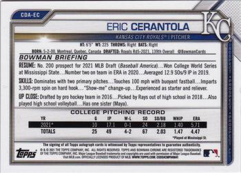 2021 Bowman Draft - Chrome Draft Pick Autographs #CDA-EC Eric Cerantola Back