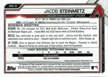 2021 Bowman Draft - Chrome Draft Pick Autographs #CDA-JS Jacob Steinmetz Back