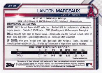 2021 Bowman Draft - Chrome Draft Pick Autographs #CDA-LM Landon Marceaux Back