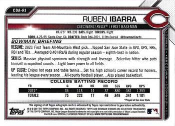 2021 Bowman Draft - Chrome Draft Pick Autographs #CDA-RI Ruben Ibarra Back