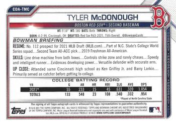 2021 Bowman Draft - Chrome Draft Pick Autographs #CDA-TMC Tyler McDonough Back