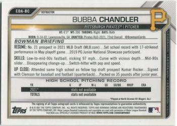 2021 Bowman Draft - Chrome Draft Pick Autographs Refractor #CDA-BC Bubba Chandler Back