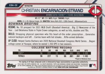 2021 Bowman Draft - Chrome Draft Pick Autographs Refractor #CDA-CE Christian Encarnacion-Strand Back