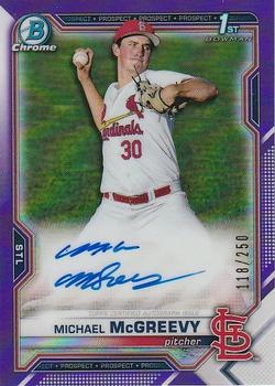 2021 Bowman Draft - Chrome Draft Pick Autographs Purple Refractor #CDA-MMCG Michael McGreevy Front