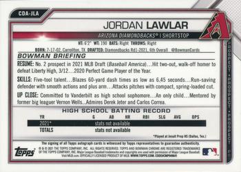 2021 Bowman Draft - Chrome Draft Pick Autographs Green Refractor #CDA-JLA Jordan Lawlar Back