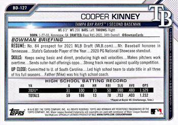 2021 Bowman Draft - Sky Blue #BD-127 Cooper Kinney Back
