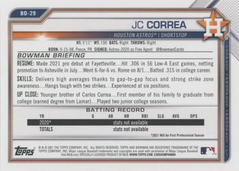 2021 Bowman Draft - Purple #BD-29 JC Correa Back