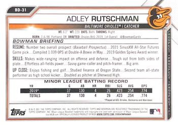 2021 Bowman Draft - Purple #BD-31 Adley Rutschman Back