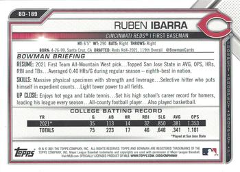2021 Bowman Draft - Purple #BD-189 Ruben Ibarra Back